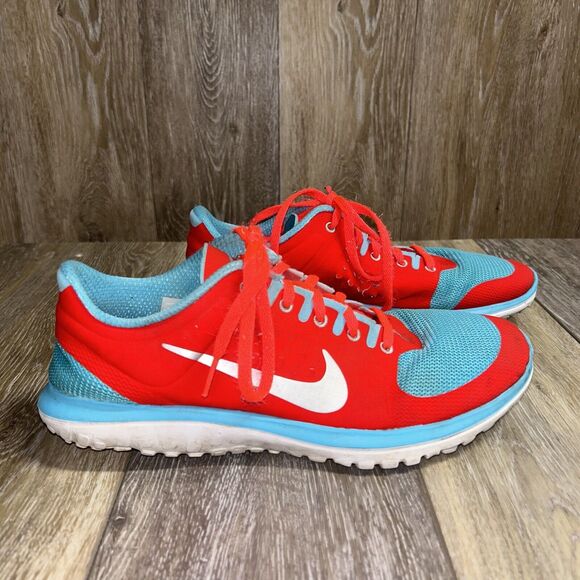 Nike Womens US Size 9.5 FS Lite Run 616684-600 Red Blue Running Sneaker Shoes - Picture 1 of 12